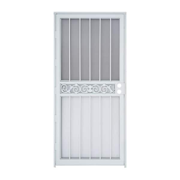 Grisham Tipton 32 in. x 80 in. Universal Reversible White Gloss Steel Storm Security Door