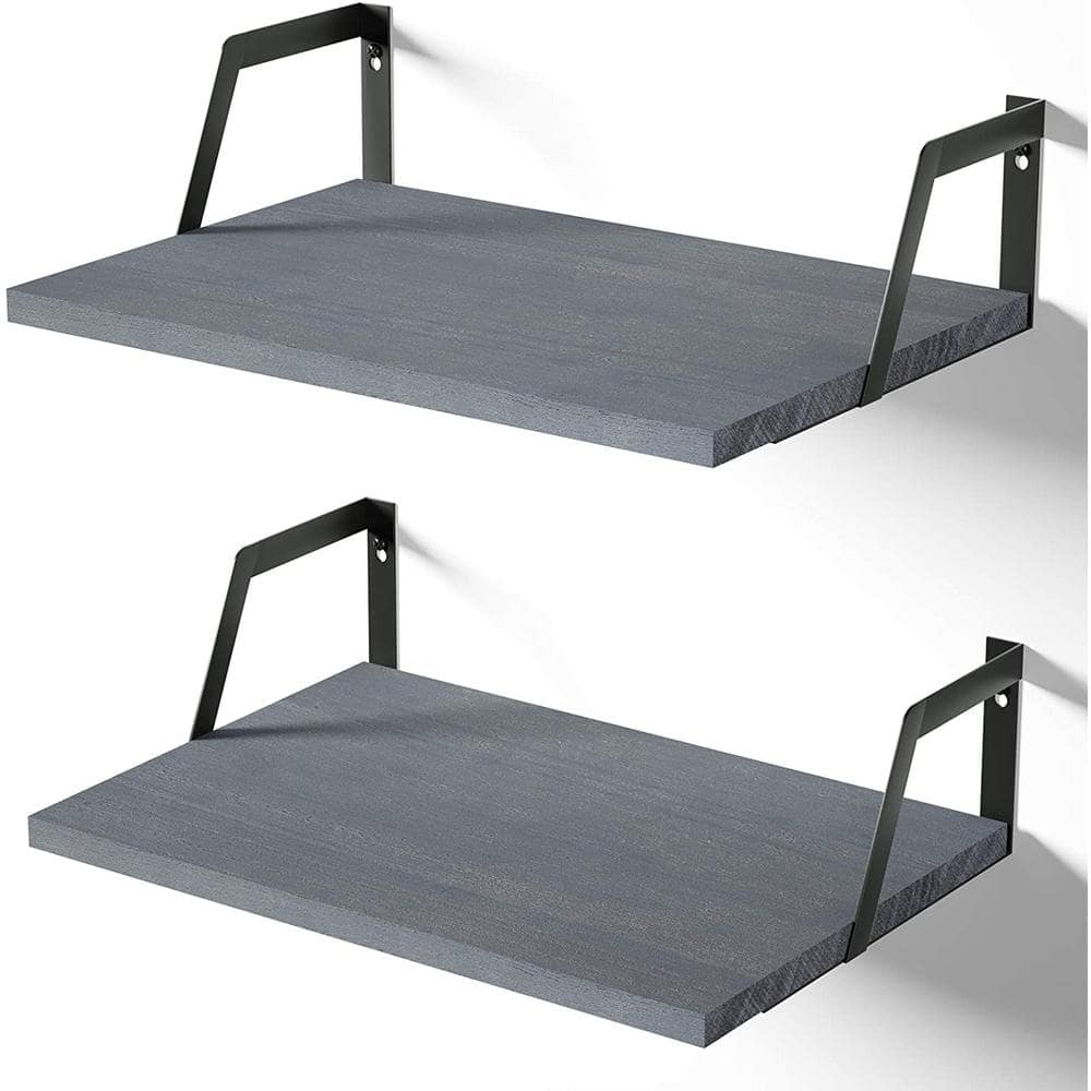16.5 in. W x 11.8 in. D Weathered Gray Wood Composite Decorative Wall Shelf