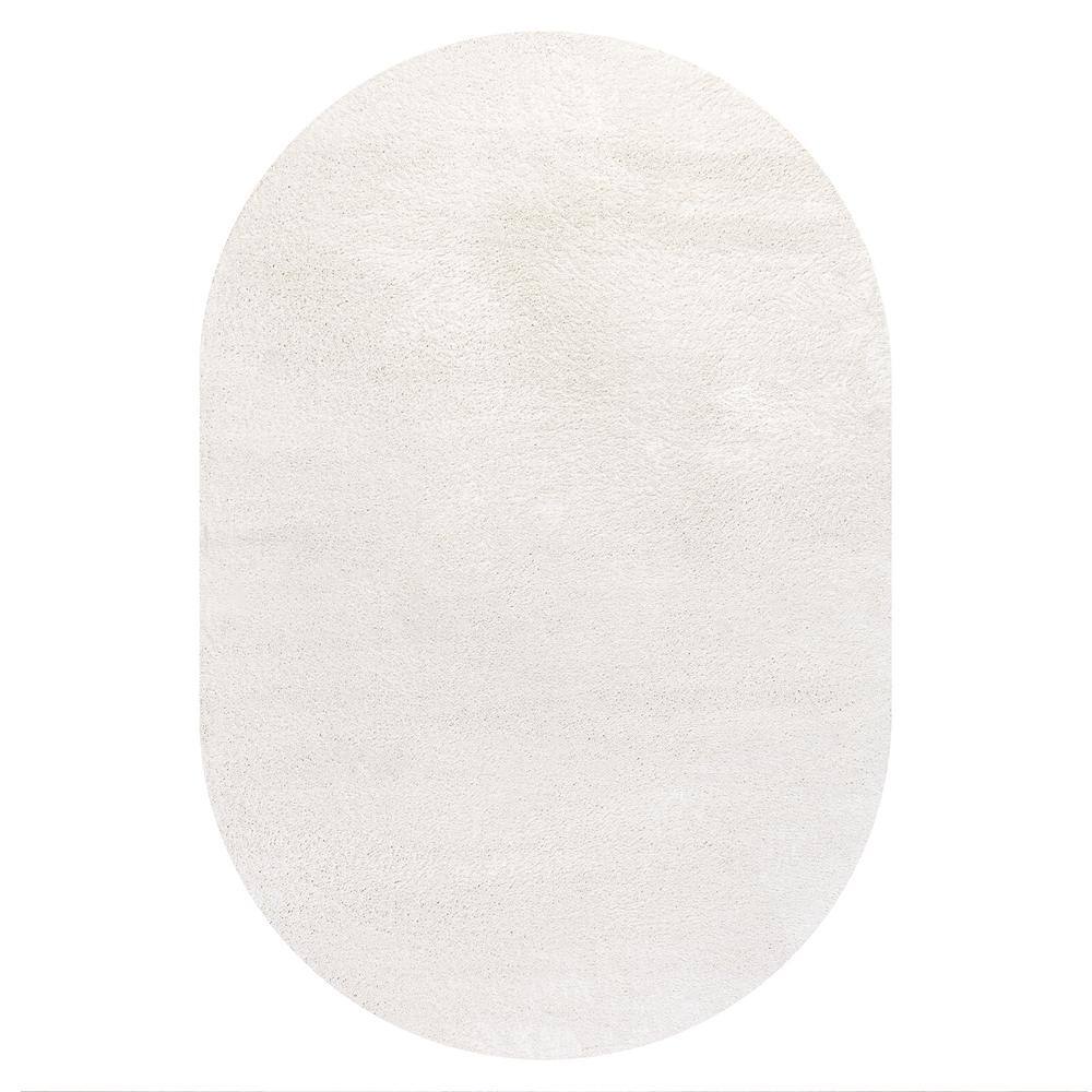 Jonathan Y Haze Solid Low-pile Cream 6 Ft. X 9 Ft. Oval Area Rug 