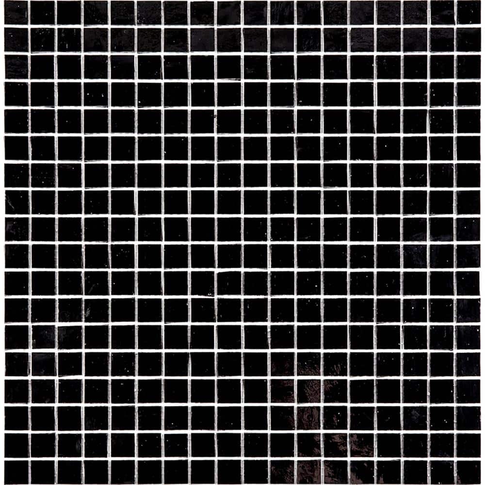 Skosh Glossy Black Glass Mosaic Wall and Floor Tile