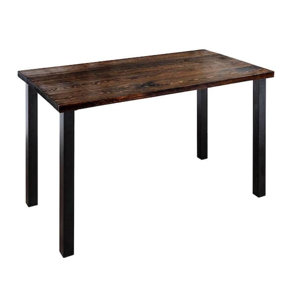 PIPE DECOR Skyline 48 in. Rectangular Solid Wood Writing Desk in Boulder Black with Matte Black Steel Legs