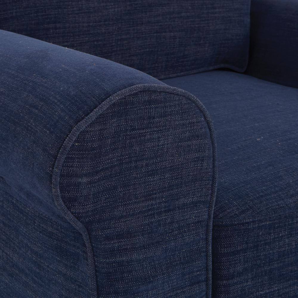 Navy Rubberwood Traditional Accent Chair
