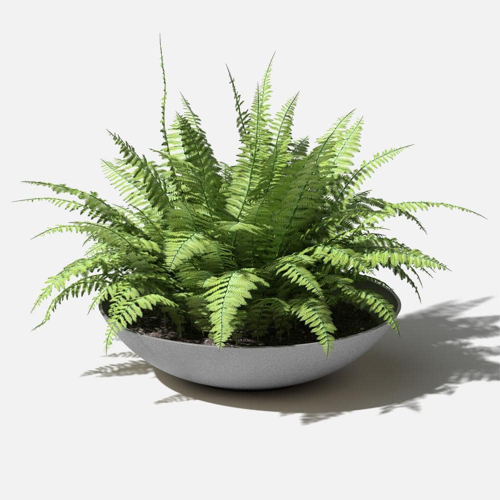 Veradek Mason Modern 32" Gray Plastic-Stone Large Round Planter