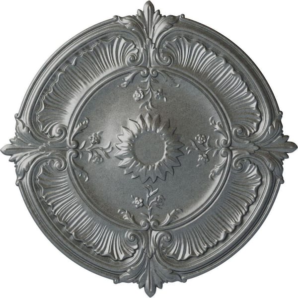 Ekena Millwork 1-1/2 in. x 30-1/8 in. x 30-1/8 in. Polyurethane Attica Acanthus Leaf Ceiling Medallion, Platinum