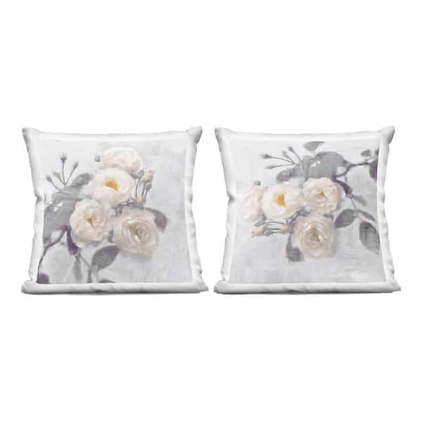 Stupell Industries Country Blossoms Bundle White Abstract Polyester 18 in. x 18 in. Throw Pillow Set of 2