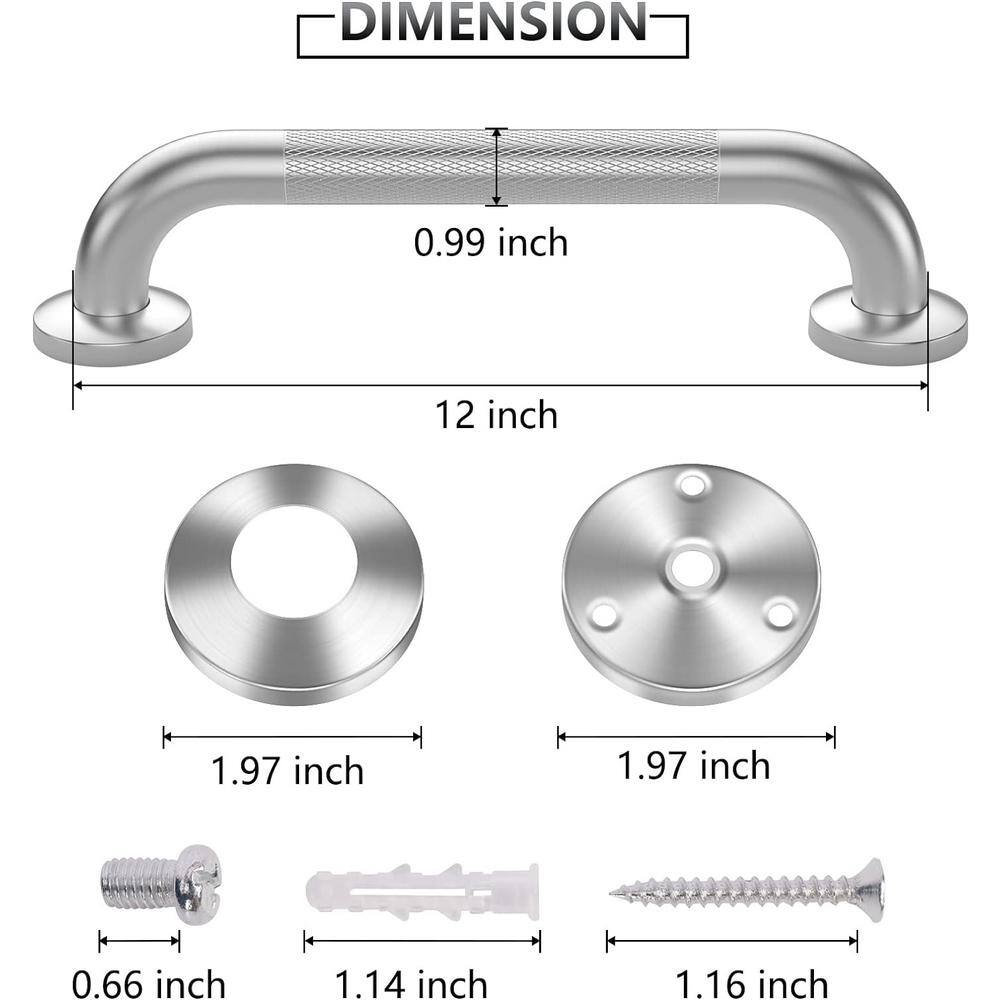 12-inch Stainless Steel Wall Mounted Anti-Slip Grab Bars (2-Pack)