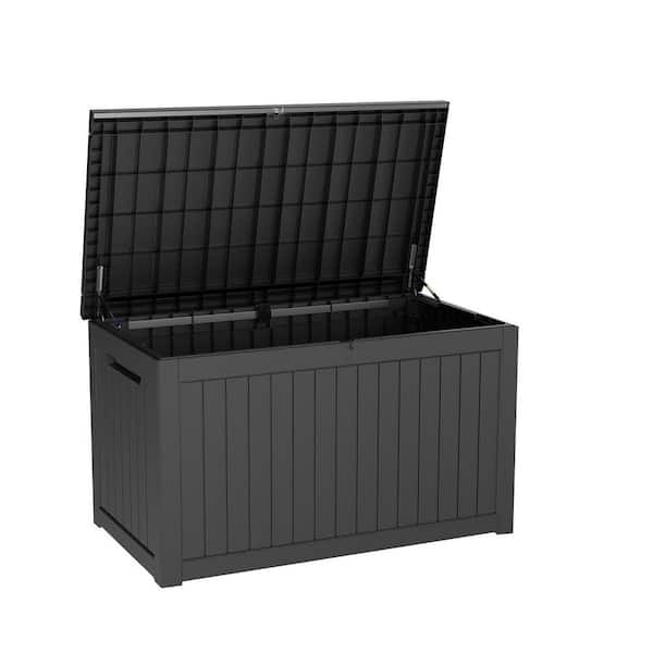ECOCHIC SPACES INC 230 gal. Polyester Black Multi-Functional Outdoor Storage Deck Box : Durable, Waterproof, and Versatile Storage Solution