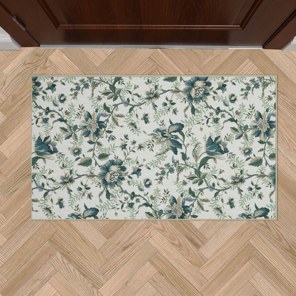 Laura Ashley Edita's Garden Floral Chenille Beige 2 ft. x 4 ft ...