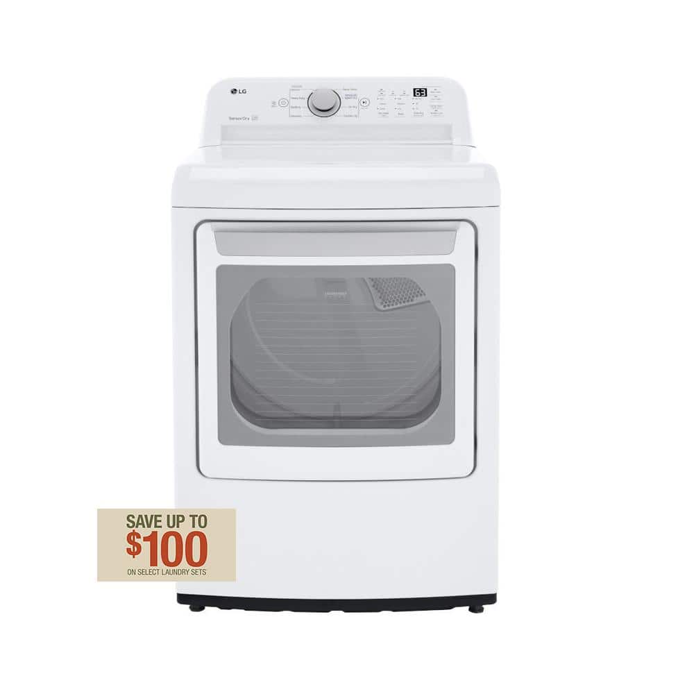 LG 7.3 Cu. Ft. Vented Electric Dryer in White with Sensor Dry