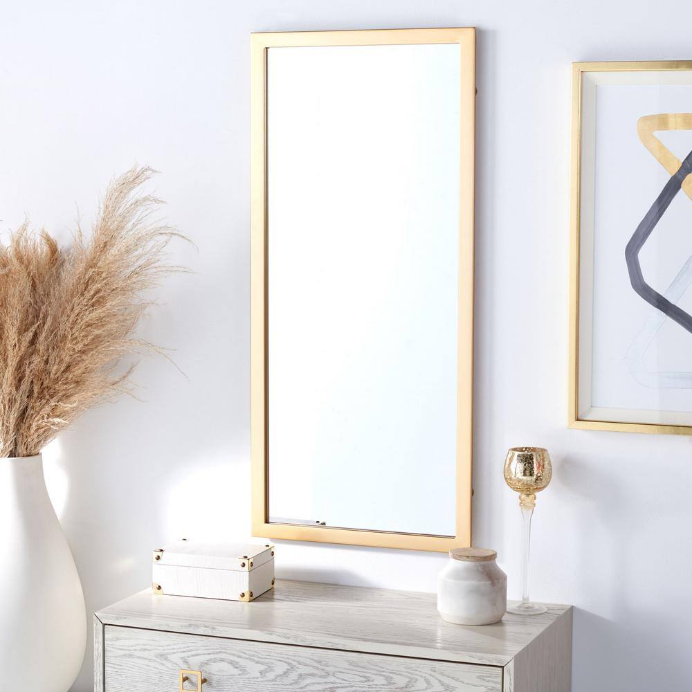 Pravina Rectangular 40'' Gold Solid Wood Frame Mirror