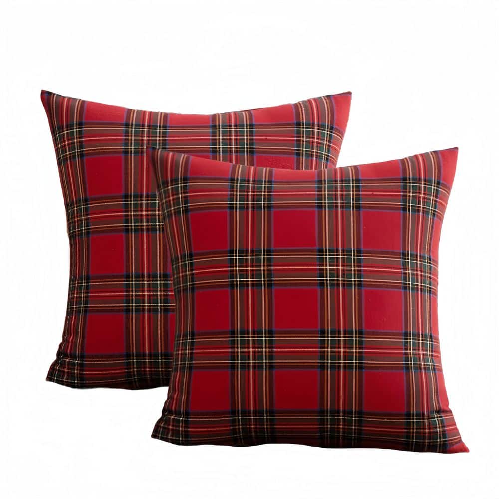 18 in. x 18 in. Outdoor Throw Pillow Covers for Farmhouse Home Holiday Decor, Red and Green Plaid (2-Pack) price history on PriceWatchPro