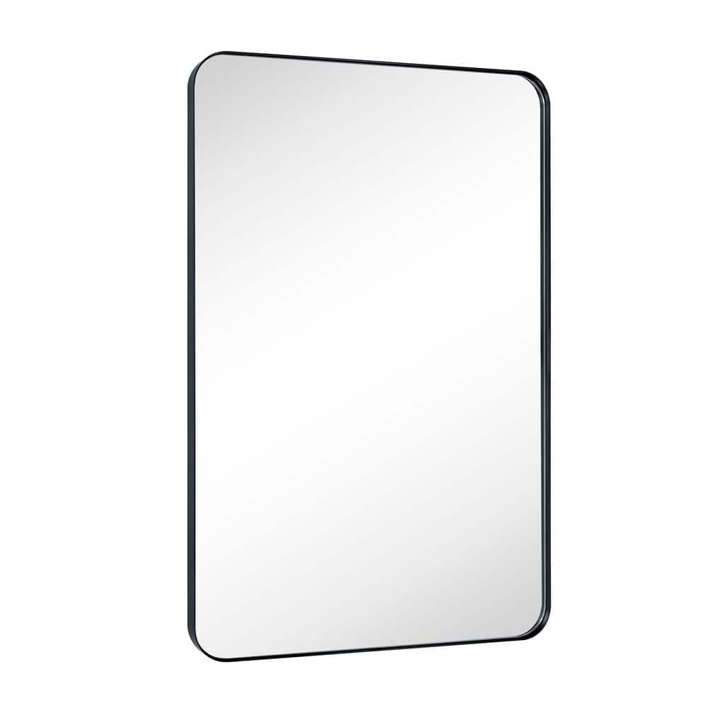 Large Rectangular Black Metal Framed Bathroom Vanity Mirror