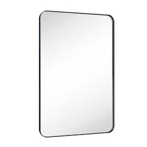 Kengston 24 in. W x 36 in. H Large Rectangular Metal Framed Wall Mounted Bathroom Vanity Mirror in Matt Black