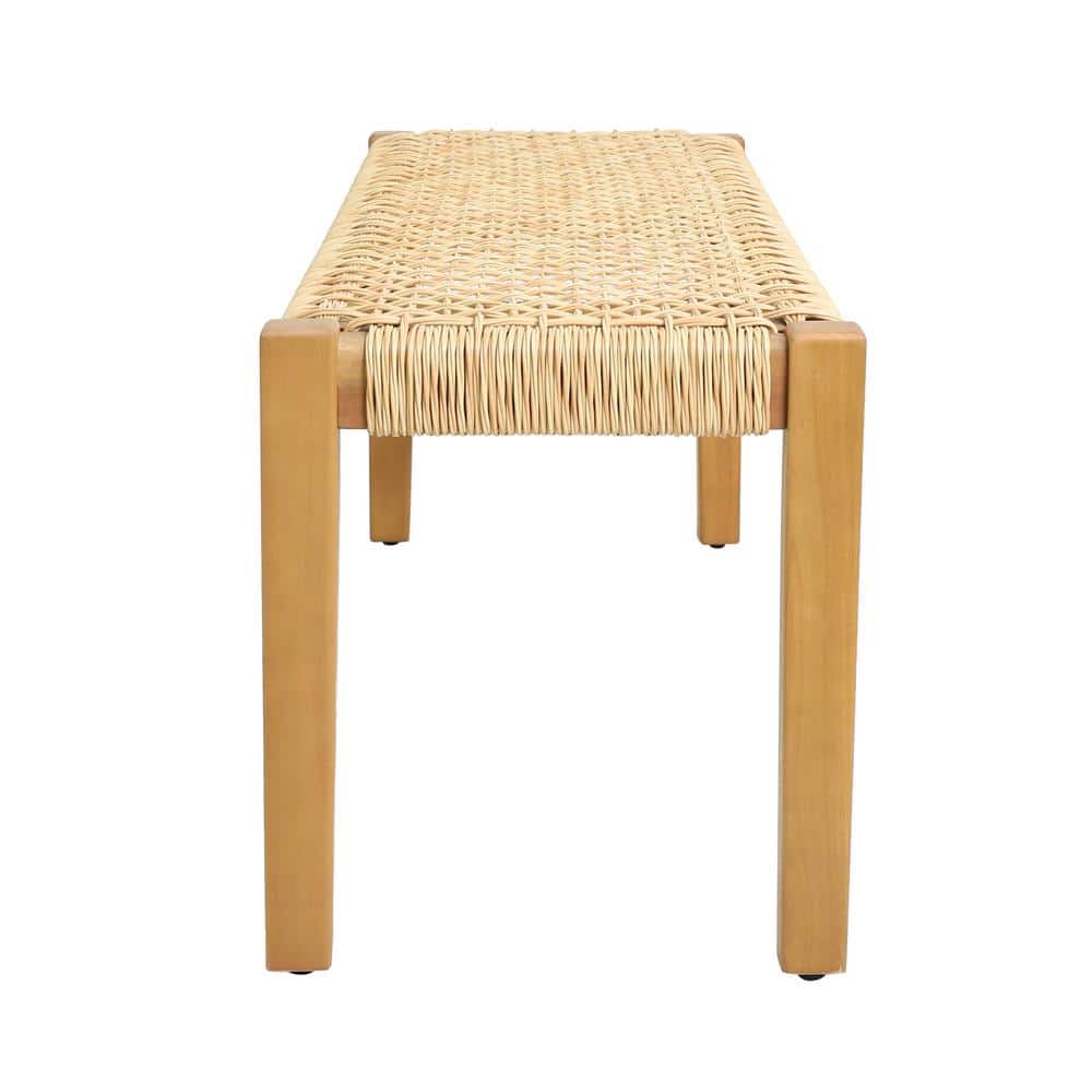 Angie 43" Brown and Teak Acacia Wood Outdoor Bench