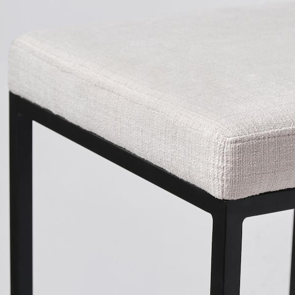 Frodo 26 in. Seat Height White Fabric Seat Black Metal Base Stool