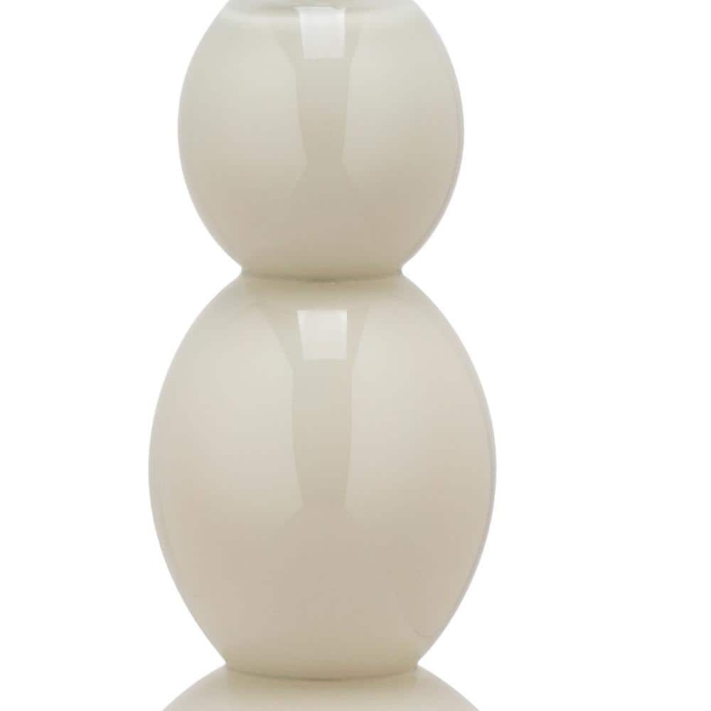 Light Grey Glass 3-Sphere Table Lamp Set with Cotton Shade