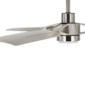 Belen 60 in. Indoor/Outdoor Integrated LED Brushed Nickel Modern Ceiling Fan with Remote for Living Room and Bedroom