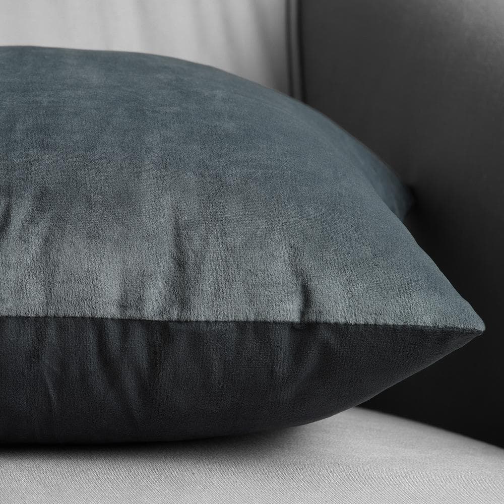 Distance Blue Gray Velvet Euro Throw Pillow Covers