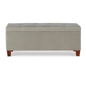 Phoebe Grey Shoe Storage Ottoman with Button Tufted Top
