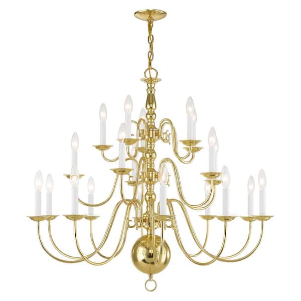 Williamsburgh 20 Light Polished Brass Chandelier