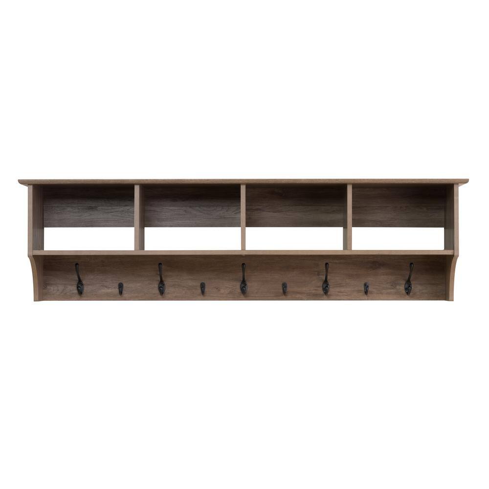 Drifted Gray 60" Hanging Entryway Shelf with Hooks