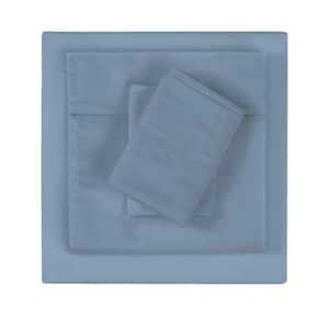 300TC Blue Cotton Sateen Standard Pillowcase (Set of 2)
