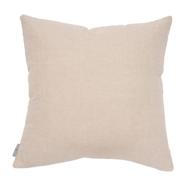 EverGrace Dainty Chenille Reverse to Linen Square Pillow 20 in. x 20 in. Cannoli Cream