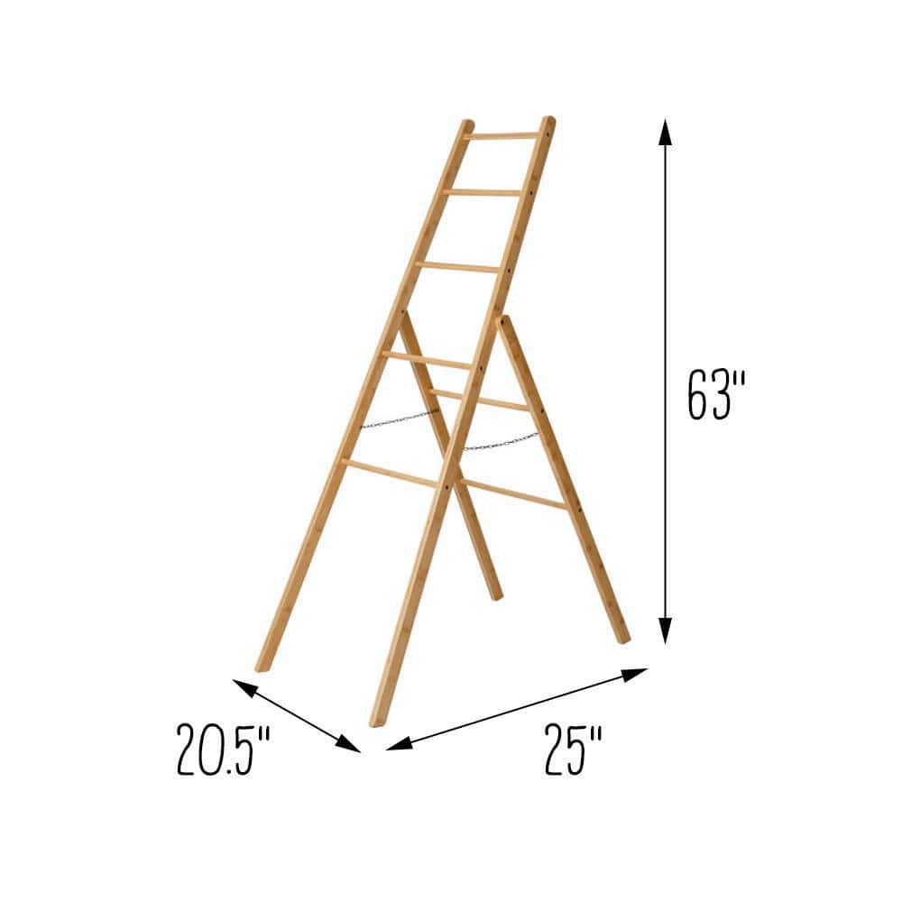 Natural Bamboo Folding Clothes Drying Ladder Rack