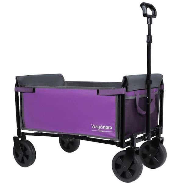 2.9 cu. ft. Steel Garden Cart with Bench Seat and Dog Leash, Purple