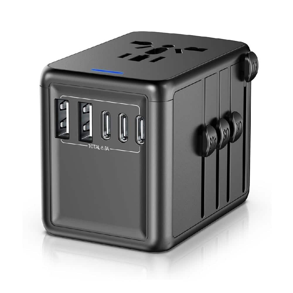1-Outlet Surge Protector Universal Travel Plug Adapter with 3 USB-C Port and 2 USB-A Port for Phones and Laptops, Black price history on PriceWatchPro