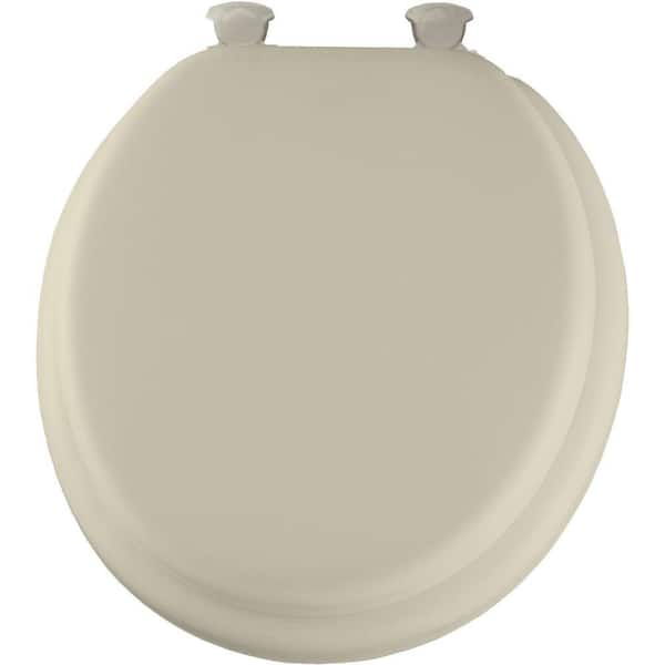 BEMIS Cushioned Vinyl Soft Round Closed Front Toilet Seat in Bone that Removes for Easy Cleaning