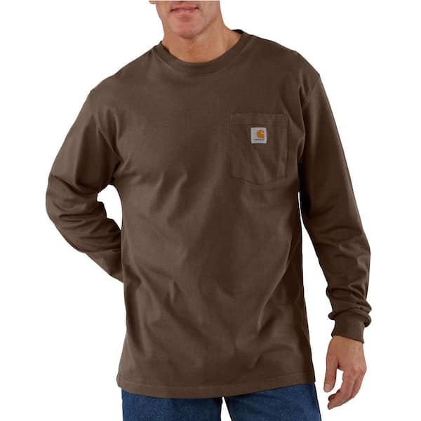Carhartt Men's 5X-Large Dark Brown Cotton Workwear Pocket Long Sleeve T-Shirt