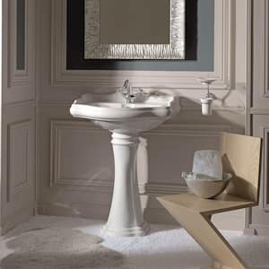 Heritage WSBC Pedestal Sink Combo in Ceramic White with 3 Faucet Holes