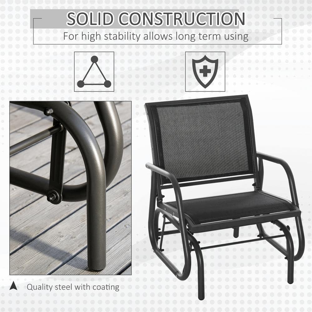 Breezy Summer Outdoor Glider Chair with Breathable Mesh and Steel Frame