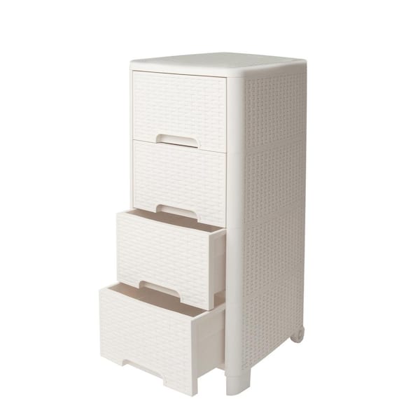 Modern Homes Rattan Style 4 Drawer Unit in Ivory