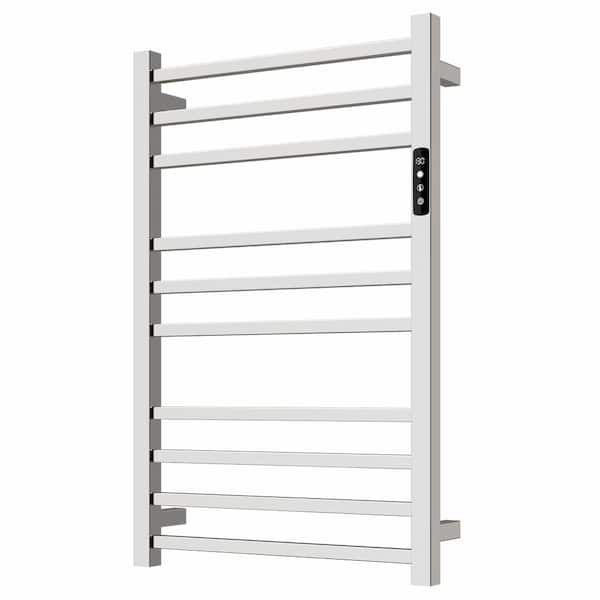 10-Bar Combo Plug-in and Hardwired Electric Towel Warmer in Silver