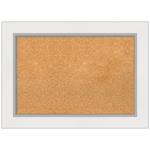 Eva White Silver 29.38 in. x 21.38 in. Framed Corkboard Memo Board