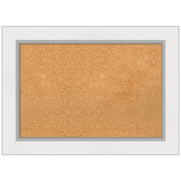 Amanti Art Eva White Silver 29.38 in. x 21.38 in. Framed Corkboard Memo Board