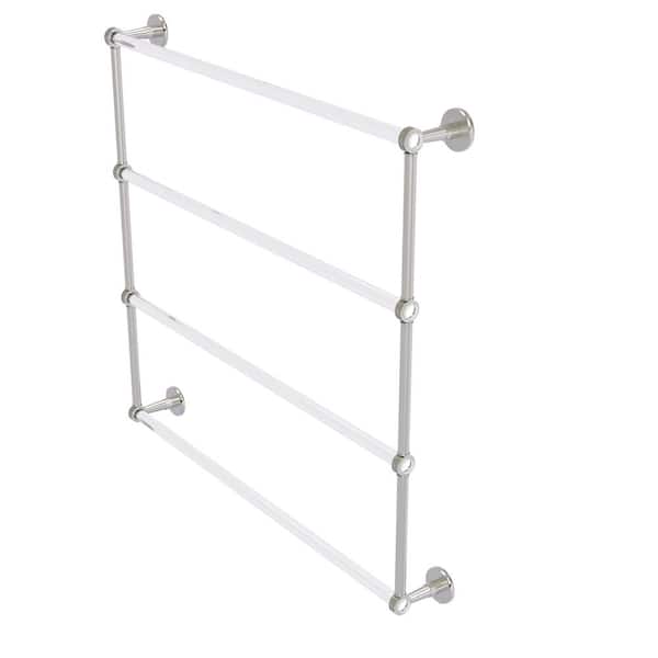 Allied Brass Clearview 4-Tier 36 in. Ladder Towel Bar with Dotted Accents in Satin Nickel
