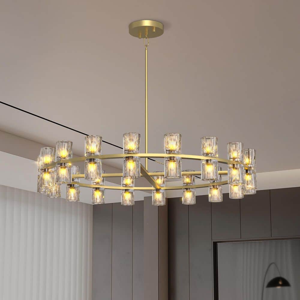36 in. 36-Light Luxury Gold Crystal Chandelier Large Ceiling Lighting for Living Room Dining Room Bedroom Hallw price history on PriceWatchPro