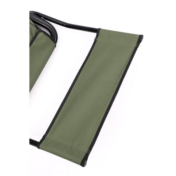 Green Metal Folding Lounge Chair Set of 2, Portable Camping Chair