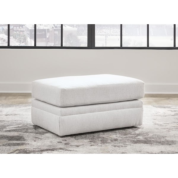 Signature DESIGN BY ASHLEY Maitelynn White Polyester Rectangle Cocktail Medium Ottoman