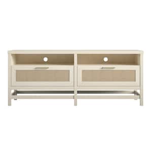 Leeland 58.4 in. Ivory Oak and Faux Rattan TV Stand for TVs up to 60 in.