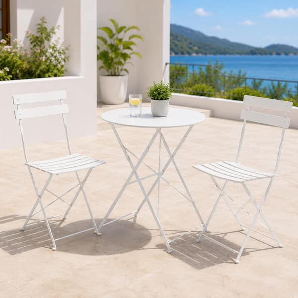 White 3-Piece Rust-Resistant Cast Aluminum Outdoor Bistro Set