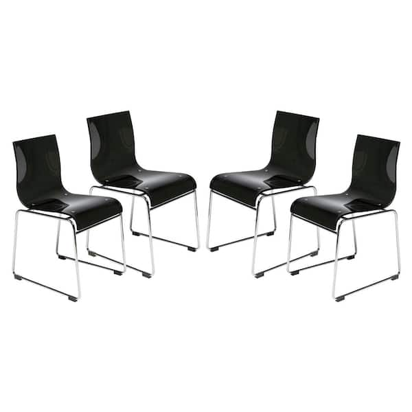 Leisuremod Lima Transparent Black Mid Century Modern Acrylic