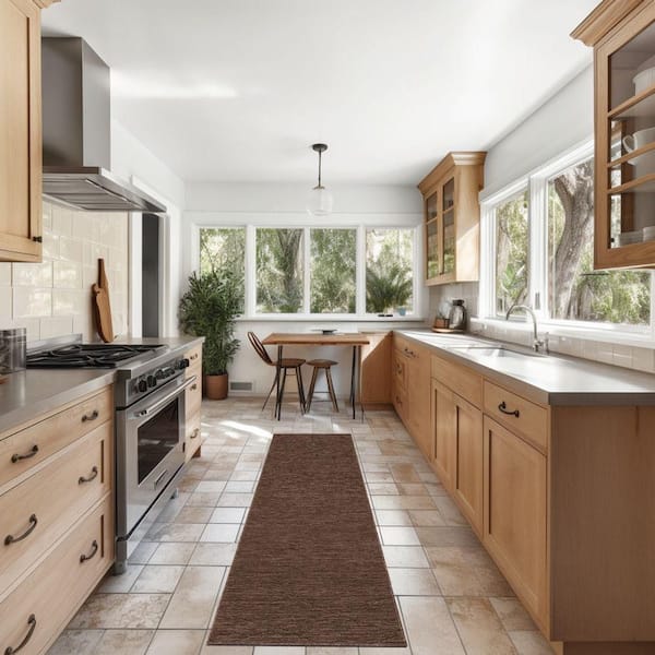 Practical Solutions Mocha 2 ft. x 8 ft. Diamond Contemporary Runner Area Rug