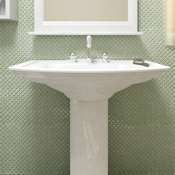 Hudson Diamond Light Green 12 in. x 12 in. Porcelain Floor and Wall Mosaic Tile (10.6 sq. ft./Case)