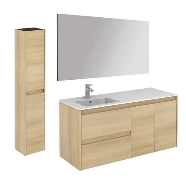 WS Bath Collections 47.5 in. W x 18.1 in. D x 22.3 in. H Bathroom Vanity Unit with Mirror and Column in Nordic Oak
