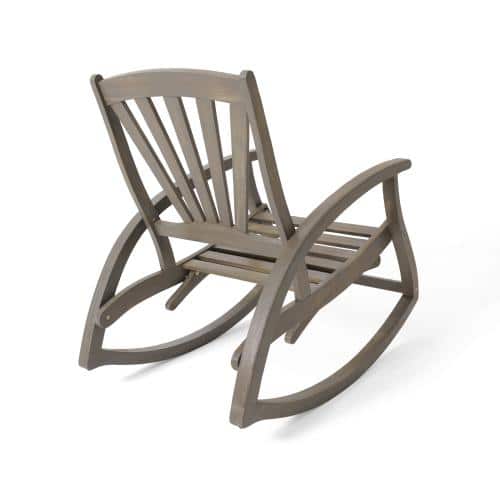 Gray Acacia Wood Outdoor Rocking Chair with Arms