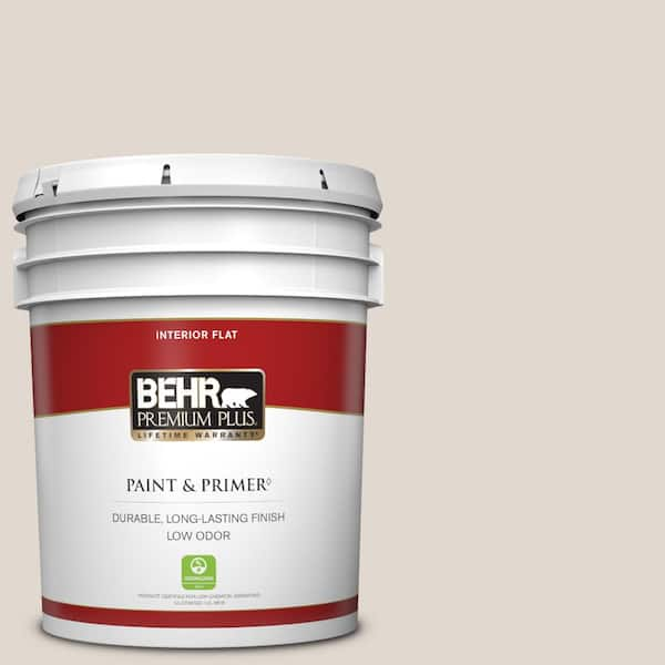 BEHR PREMIUM PLUS 5 gal. #N210-1 Taupe Tease Flat Low Odor Interior Paint & Primer